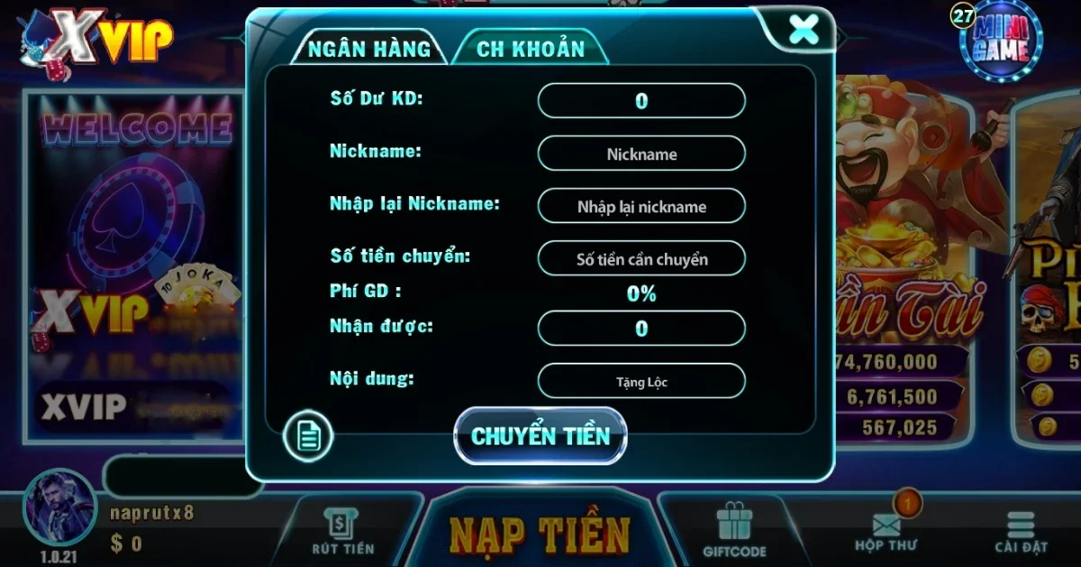 Rút tiền bằng phương thức chuyển khoản ngân hàng